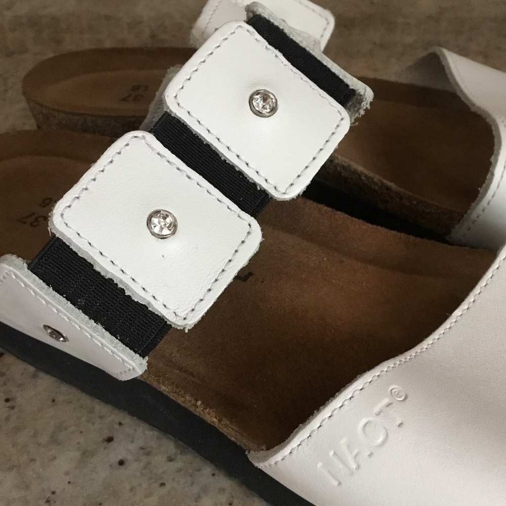 Naot White Leather Rhinestone Open Toe Sandals - Picture 3 of 10
